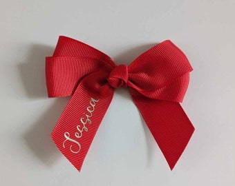 Personalised Hair Bow, Christmas Hair Bow, Christmas Eve Box Idea, Kids Hair Clip, Personalised Bow Clip, Name or Initial Hair Bow