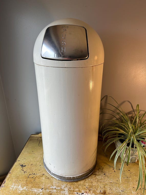 Vintage Yellow Bullet Style Industrial Metal Trash Can - Etsy
