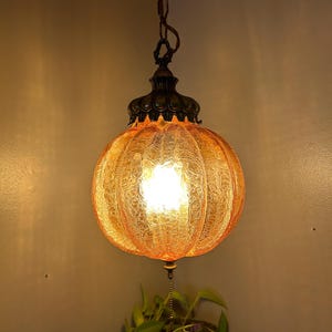 Gorgeous Vintage Amber Glass Swag Lamp