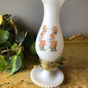 Vintage Milk Glass Hurricane Table Lamp