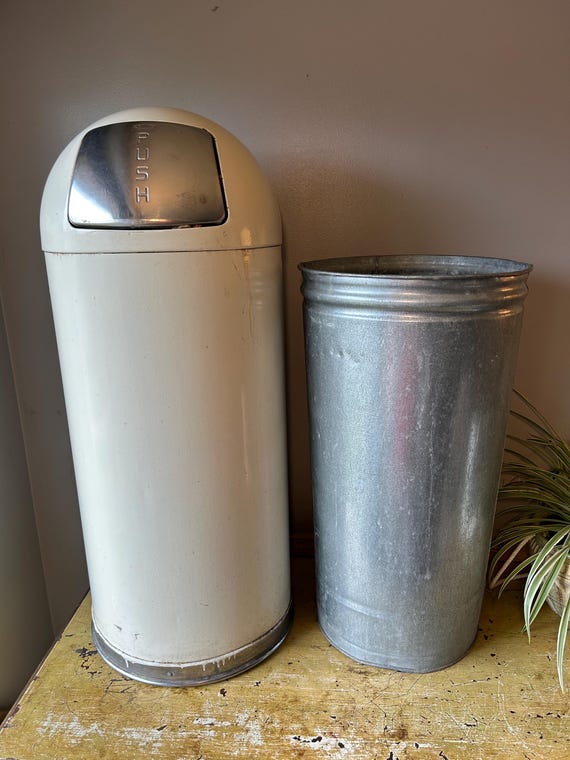 Vintage Yellow Bullet Style Industrial Metal Trash Can - Etsy