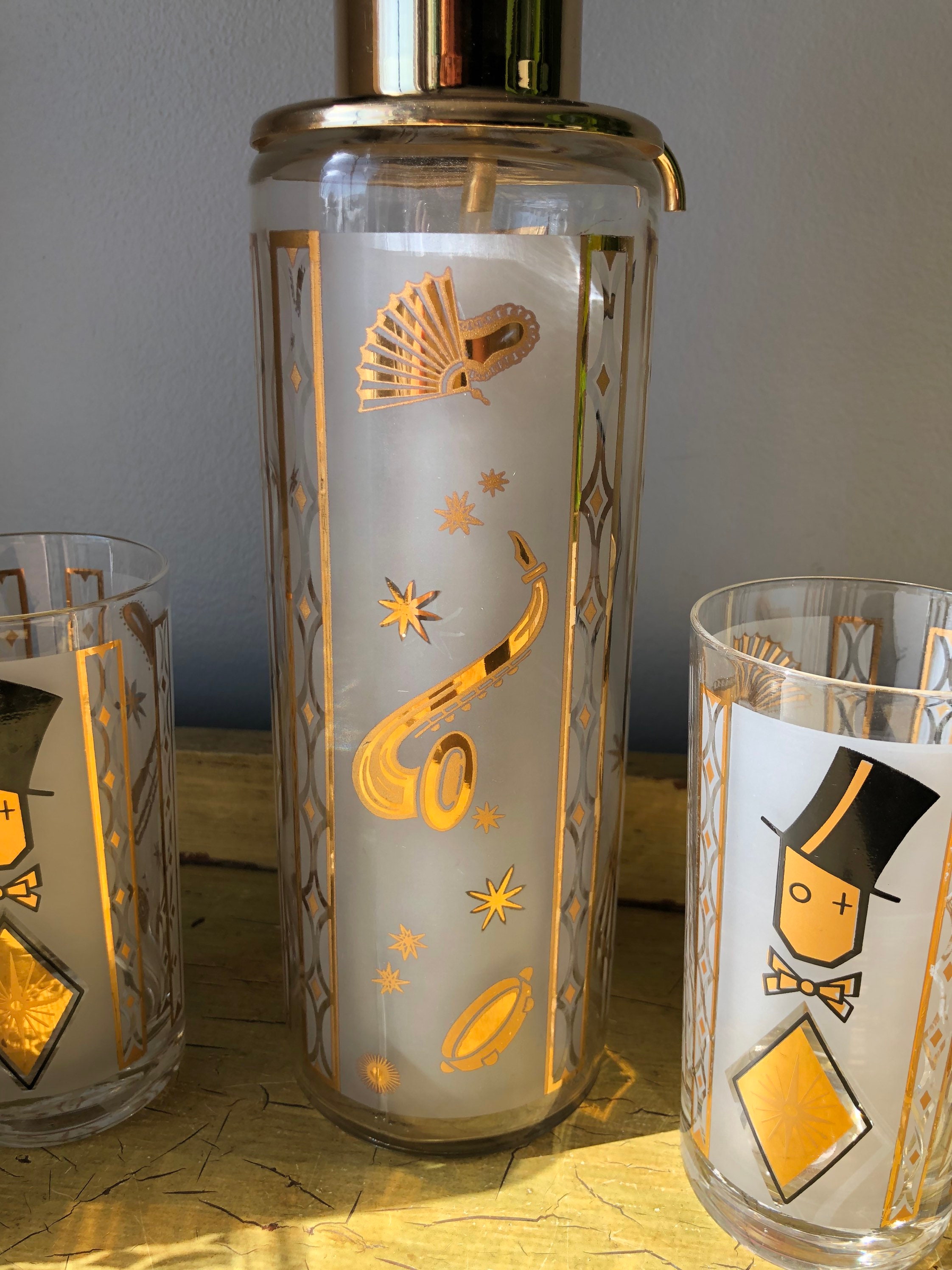 Vintage Rare Top Hat Liquor Dispenser With Six Matching Etsy