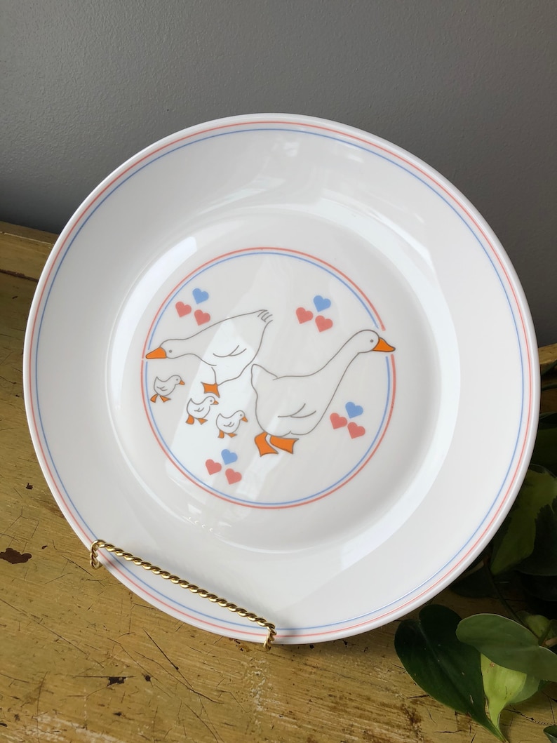Vintage Country Geese And Hearts Milk Glass Set Of Twelve Dishes image 2