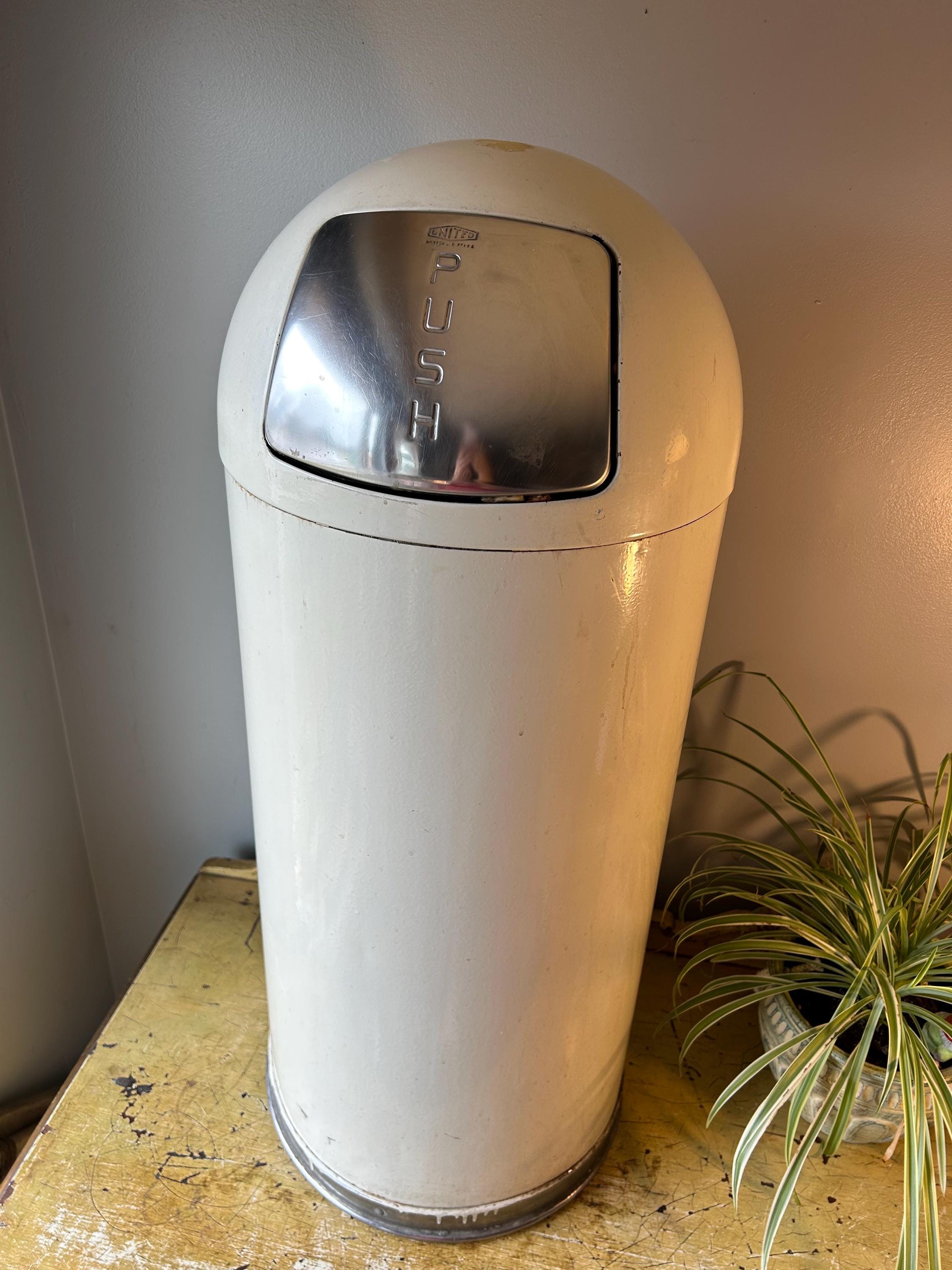 Vintage Yellow Bullet Style Industrial Metal Trash Can - Etsy