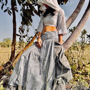 Thai Khadi  Wrap Skirt, Khadi Clothing, Loose Maxi Skirt,  Natural Clothing, Boho Skirt