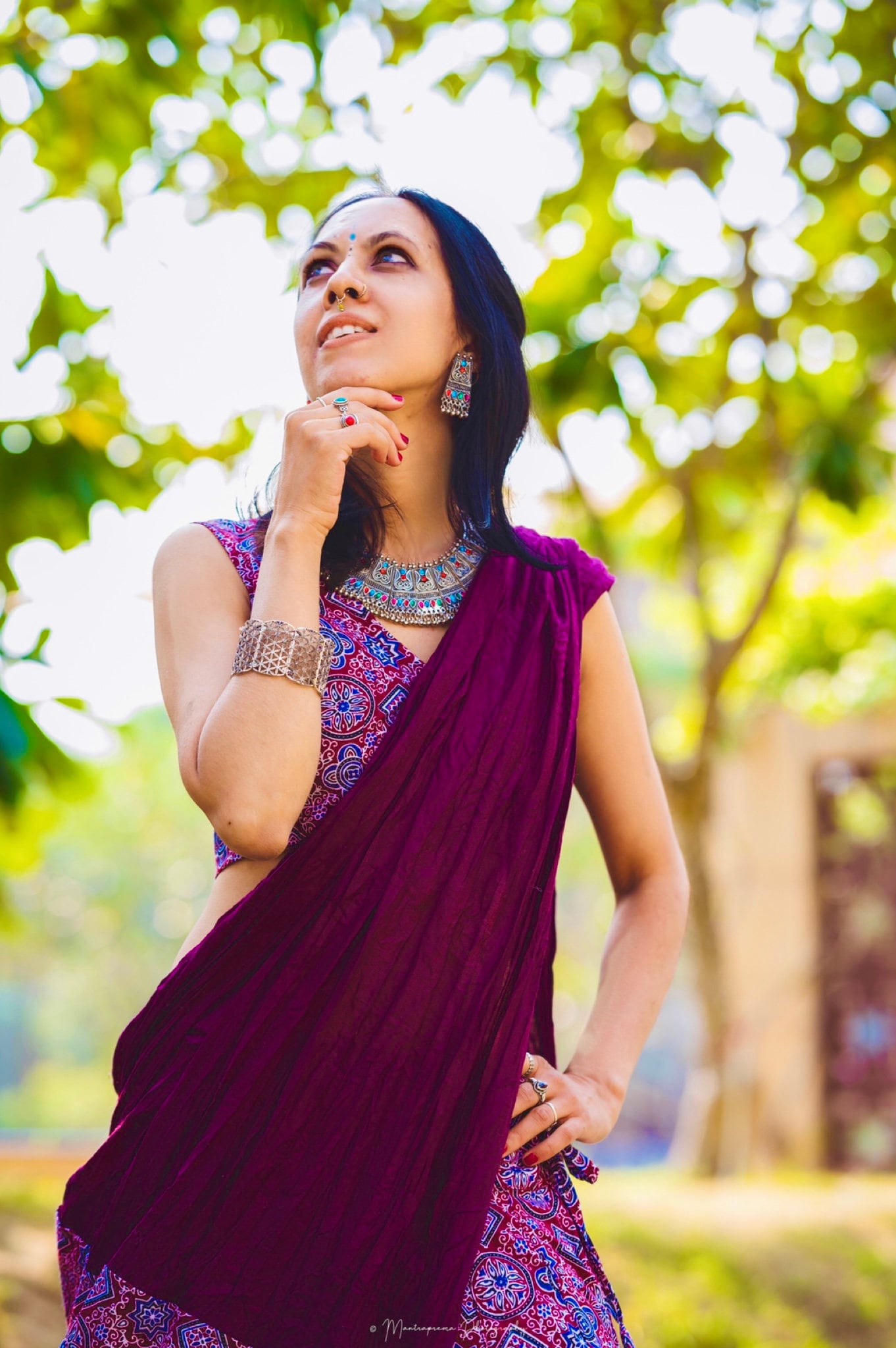 White Kalamkari Cotton Flared Skirt