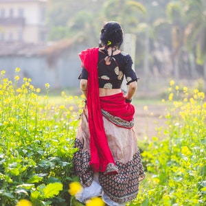 Gopi Skirt Kalamkari Handblock  Print Border
