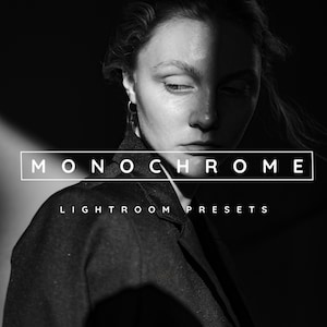 10 MONOCHROME Lightroom Presets, Black and White Presets for Mobile and Desktop Lightroom, Contrast monotone, BW Aesthetic Presets, Portrait