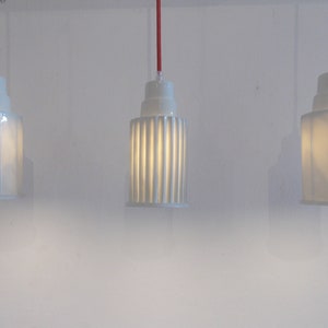 Opal translucent white porcelain pendant lamps: &quot;arabica&quot; & &quot;deca&quot; with plug and switch on wire