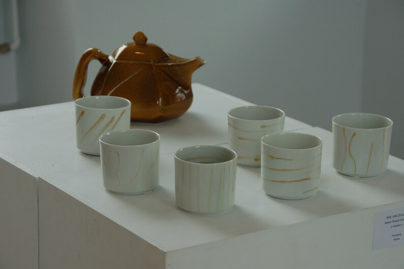 gobelet à thé en porcelaine décore façon zen incisions image 8
