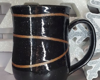 Black Glazed Handmade Pottery Stoneware Ceramic Mug - 14 oz