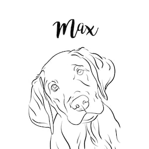 Custom Line Drawing Pet Portrait, Dog Portrait Custom Painting Digital, Line Art Illustration Print, Pet Sketch From Photo, Cat Outline