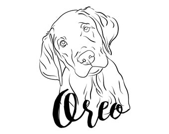 Custom Pet Portrait, Custom Line Art, Pet Portrait Drawing, Sketches From Photo, Line Art & Personalized Gift | Christmas