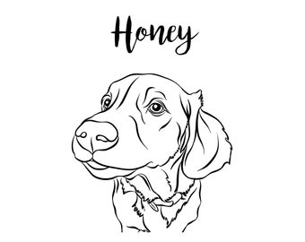 Custom Line Drawing Pet Portrait | Personalized Gift | Portrait From Photo | Custom Illustration | Pet Line Art | Dog Line Art