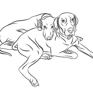 Custom Multiple Pet Portrait - Personalized Gift for Dog and Cat Lovers | Multiple Pets, Memorial, Portrait From Photo, Line Art Drawing
