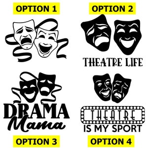 THEATER Masks Comedy Tragedy Theatre Life Drama Mama Theater is my Sport Vinyl Decal Sticker HOLOGRAPHIC, Glitter & Colors w/Multiple sizes