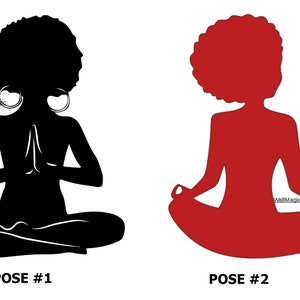 Black Woman Yoga Car Decal 2 CHOICES Afro Woman African American Woman Strong Powerful Girl HOLOGRAPHIC, Glitter & Colors w/ Multiple sizes