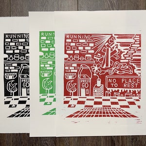 Doodle Block- Linocut Print