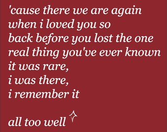 all too well lyric poster