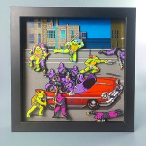 The Teenage Mutant Ninja Turtles Arcade Version shadowbox diorama 8x8 for Gamers