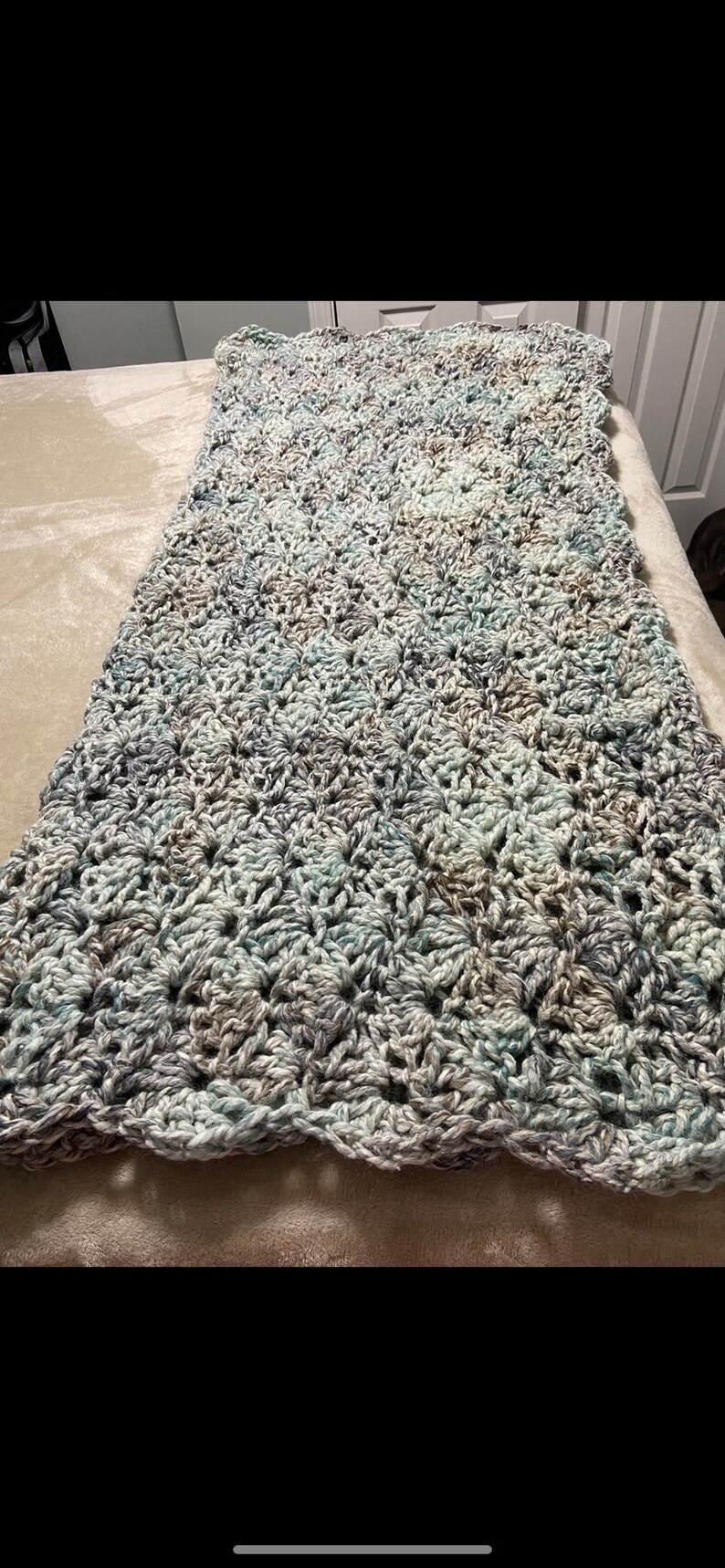 Crocheted Shell Stitch Blanket Etsy