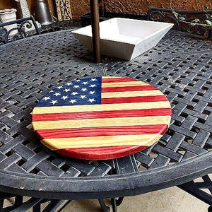 American Flag Lazy Susan in Ash