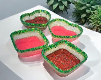 Watermelon Resin Trinket Dish: Glitter Ring Holder, Summer Decor