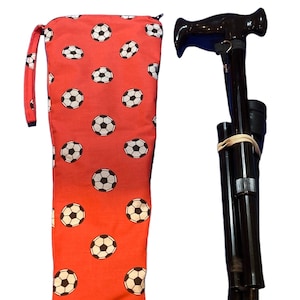 Folding walking stick bag, carry case for walking stick, washable, mobility aids, disability aid, stick storage, football