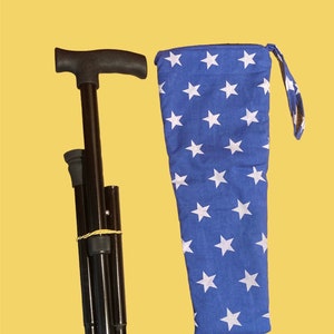 Folding walking stick bag, carry case for walking stick, washable, mobility aids, disability aid, stick storage
