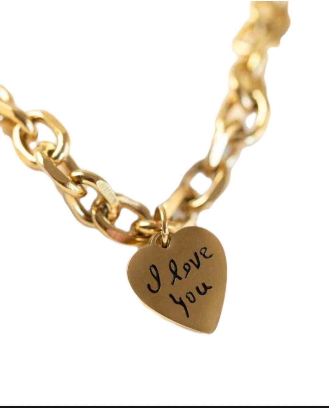 I Love You 18k Gold Plated Heart Pendant Necklace Stainless Etsy UK