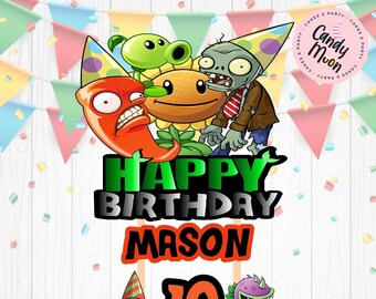 Plants vs Zombies, Plants vs Zombies Cake Topper, Plants vs Zombies Banner, Plants vs Zombies Birthday, Plants vs Zombies Party