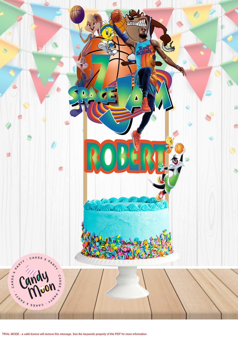 Space Jam, Space Jam Cake Topper, Space Jam Banner, Space Jam Birthday