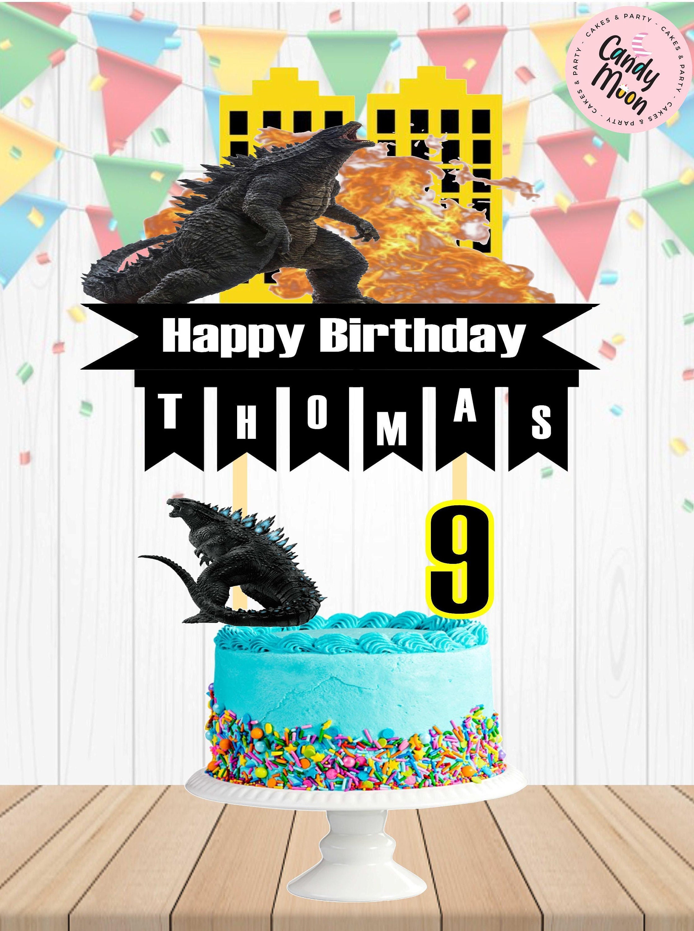  Godzilla - Edible Cake Topper - 7.5 round : Grocery & Gourmet  Food