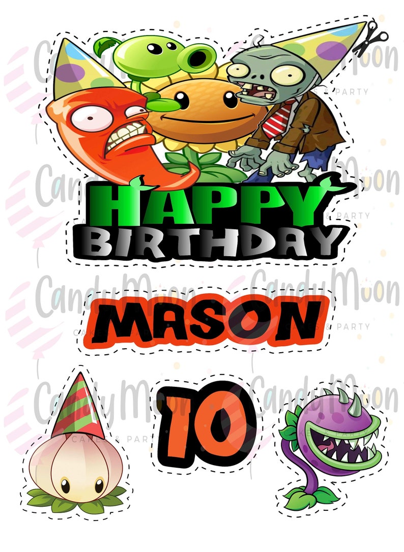 Plants Vs Zombies Plants Vs Zombies Cake Topper Plants Vs | Etsy