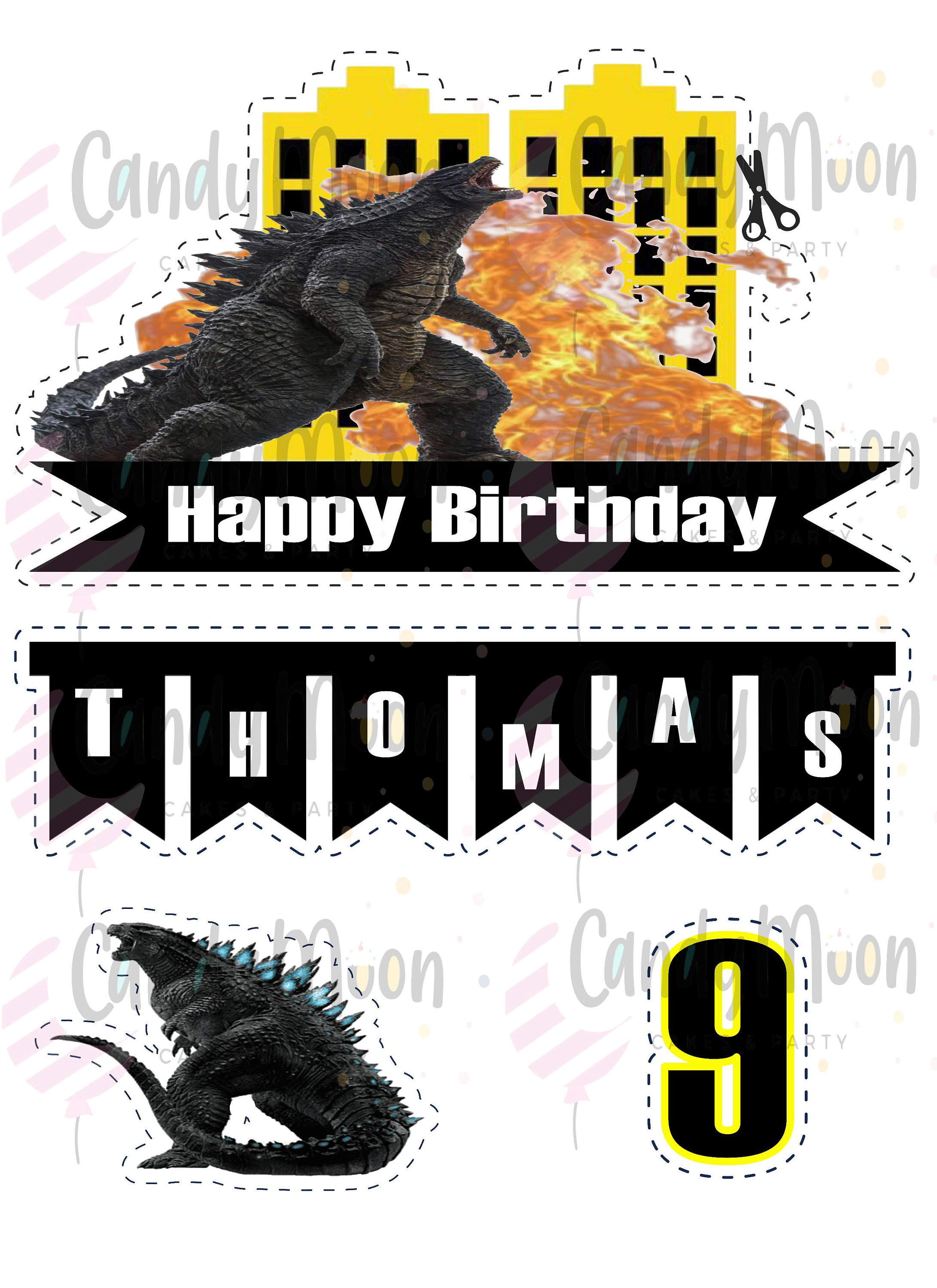 Godzilla Thank You Tag, Godzilla Favor Label, Round Godzilla Label, Godzilla  Toppers, Godzilla Stickers, Godzilla Tags, Godzilla Party 