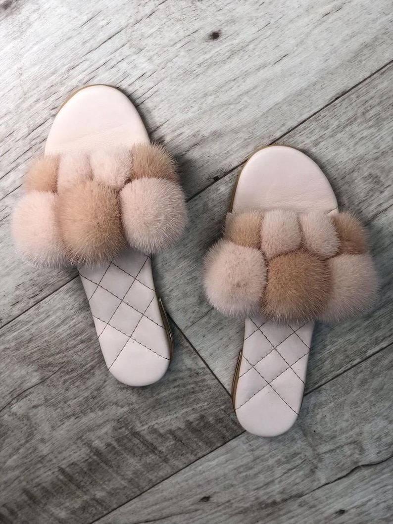 Mink Pompom Flip Flops! Mink Pompom Flip Flops!