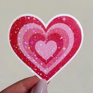 Holographic heart sticker, coquette sticker, cool stickers, funny stickers, girly sticker, holographic sticker, shiny stickers, pink heart
