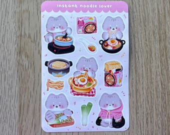 Instant noodle lover sticker sheet, planner stickers, journaling stickers, cute sticker sheet, cute stickers, kawaii stickers, sticker sheet