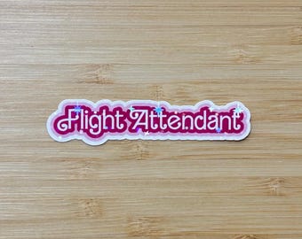 Flight attendant sticker, sparkly sticker, holographic sticker, gift for flight attendant, flight attendant gift, aviation gift, stewardess