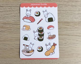 Japanese foodie sticker sheet, planner stickers, journaling stickers, cute sticker sheet, unique stickers, snack stickers, kawaii, japanese
