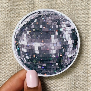 Holographic disco ball sticker, disco ball, unique, cool stickers, funny stickers, silver ball sticker, holographic sticker, shiny stickers