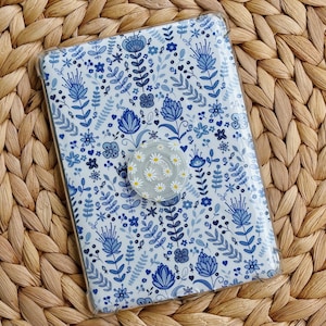 Blue Floral Kindle Insert, Kindle Insert for Clear Case, Kindle Insert Cover, Kindle Stickers, Kindle Case, Kindle Skin, Kindle Accessories