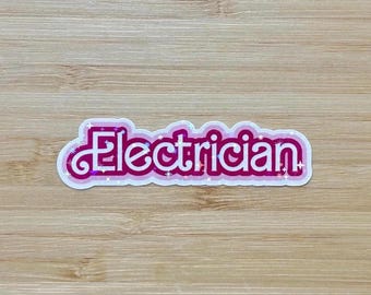 Electrician sticker, girl electrician sticker, women in trades sticker, pink collar sticker, hard hat stickers, girly electrician sticker