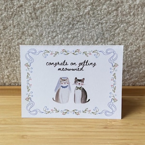 Cute cats married card, congratulations engagement, cat lover wedding, cat lover card, engagement card, wedding day gift, cat wedding card