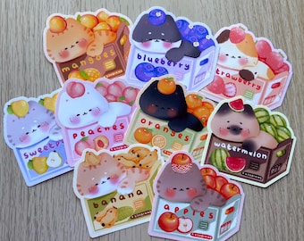 Cute cat fruit boxes sticker, cool stickers, kawaii stickers, funny stickers, cute stickers, water bottle stickers, laptop stickers