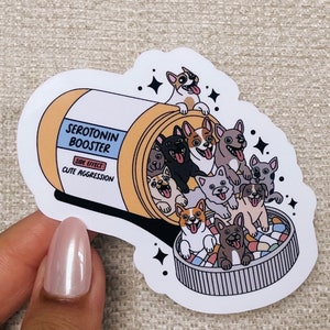 Dog serotonin booster sticker, dog stickers, pet stickers, cool stickers, sarcastic stickers, funny stickers, kawaii stickers, funny dogs