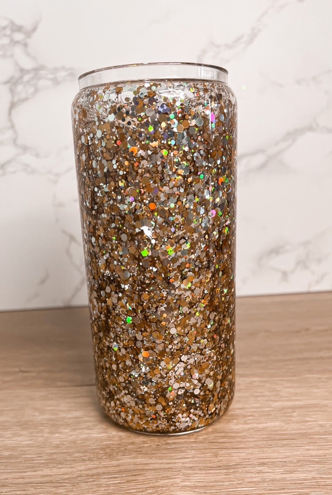 Golden Sparkle Snow Globe Libbey Glass Cup Etsy