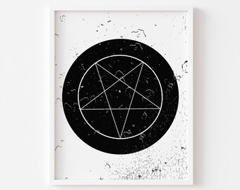 Satanic Print, Spooky Decor, Pentagram Print, Halloween, Gifts, Home Decor, Print, Printable Wall Art, Digital Download