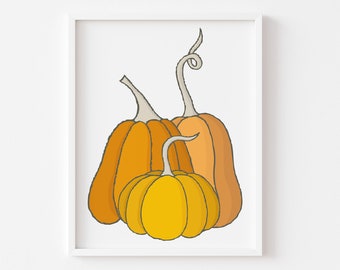 Impression citrouille, Décor d’automne, Impression d’automne, Impression de calebasse, Halloween, Cadeaux, Décoration intérieure, Impression, Art mural imprimable, Téléchargement numérique