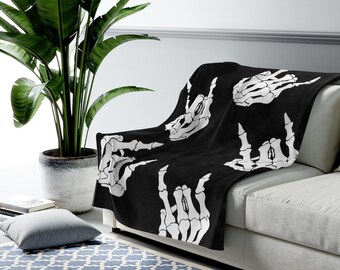 Skeleton Blanket, Halloween Throw Blanket, Home Decor, Gifts for Her, Gifts For Him, Spooky, Cover, Halloween Decor